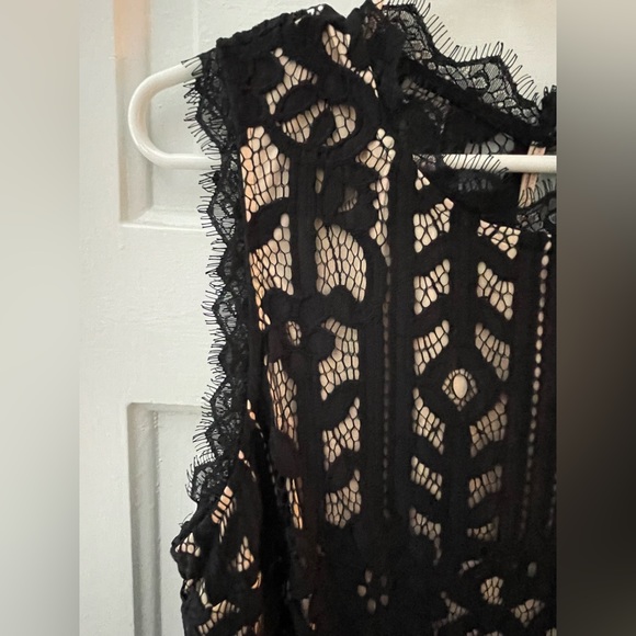 Black Sleeveless Lace Dress w/Tan Lining - Picture 6 of 14